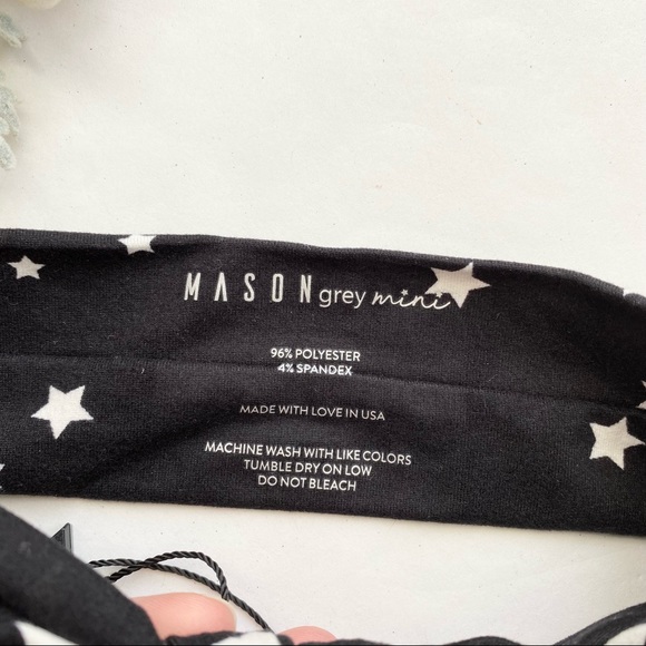 Mason Grey Mini Star Knot Headband in Black & White | Baby Head Wrap - Picture 4 of 4